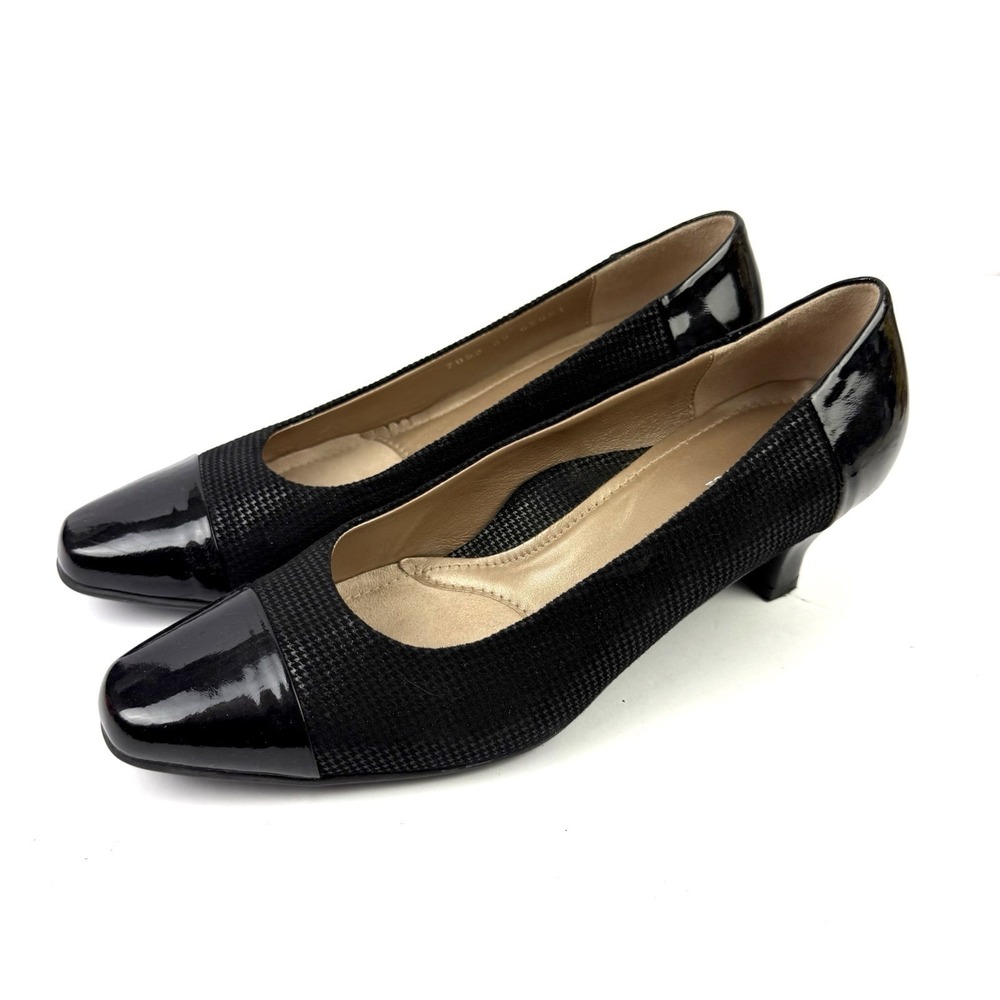 Beautifeel Shoes 39 Black Leather Scale Slip On Heels Womens 8.5 Made In Israel